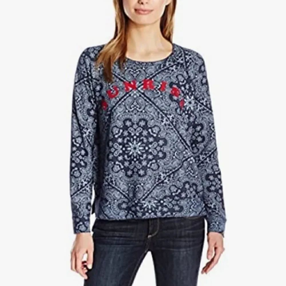 SUNDRY Navy Sunrise Flock Raglan Sweater-M
